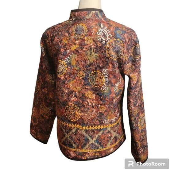 Christopher & Banks Jacket Size Small Quilted Multi Color & Brown - Picture 4 of 7